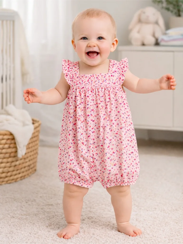 Pack of 2 - Ruffle Sleeve Baby Romper - 1
