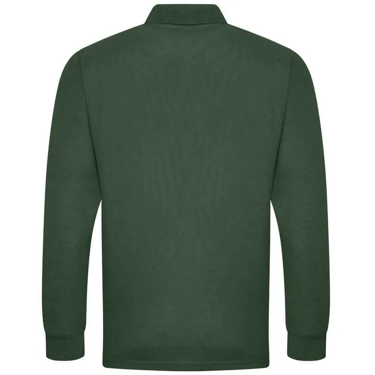 PRO RTX Mens Pro Pique Long-Sleeved Polo Shirt - Bottle Green - 1