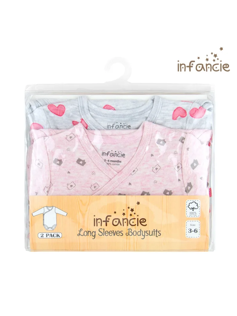 Pack of 2 - Heart Print Wrap Bodysuit - 3