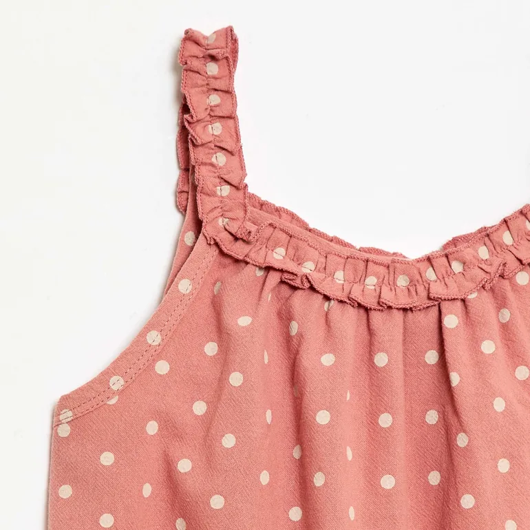 Strappy Dress with Ruffled Collar PINK - 1