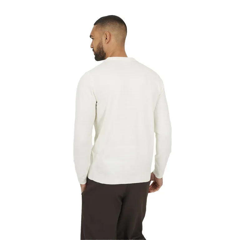 Brave Soul Mens Knitted Quarter Zip Long-Sleeved Polo Shirt - Off White - 1