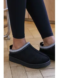 Jalyx Platform Sole Slip On Slippers with Embroidered Trim Design - 2