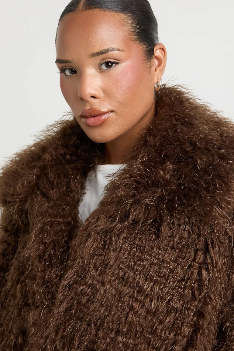 جاكيت بوهو فرو بني - للمقاسات الكبيرة - 3