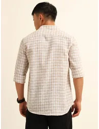 Men Brown Checked Spread Collar Shirt - 3