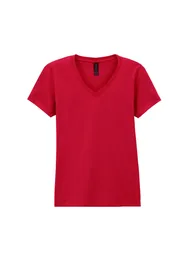 Gildan Womens/Ladies Soft V Neck T-Shirt - Cherry Red - 1