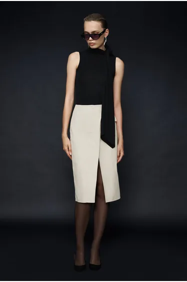 Sleeveless Blouse With Scarf Detail