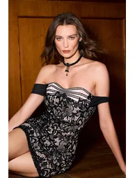 فستان دانتيل قصير بكتف واحد - 6