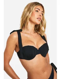 Bridal Organza Tie Shoulder Bikini Top - black - 2