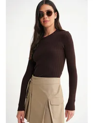 Mixray Soft Textured Ribbed Fitted Top - 2