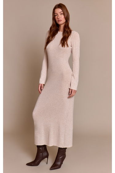 Cream Jersey Long Sleeve Maxi Dress product thumbnail 3