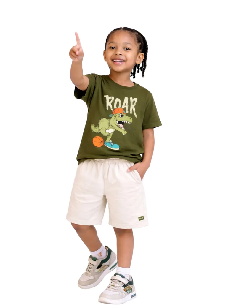 Boys Cotton Graphic T-Shirt and Shorts Set