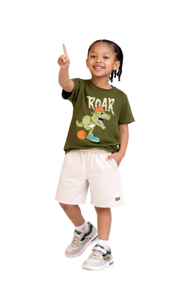 Boys Cotton Graphic T-Shirt and Shorts Set