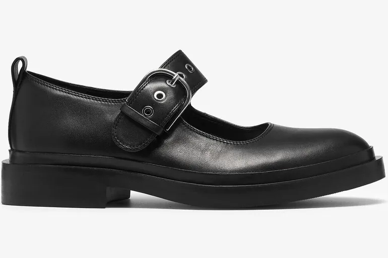 Previa Bar Leather Mary Jane Ballet Pumps