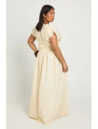 Plus Cinched Detail Ruched Maxi Dress - lemon - 2
