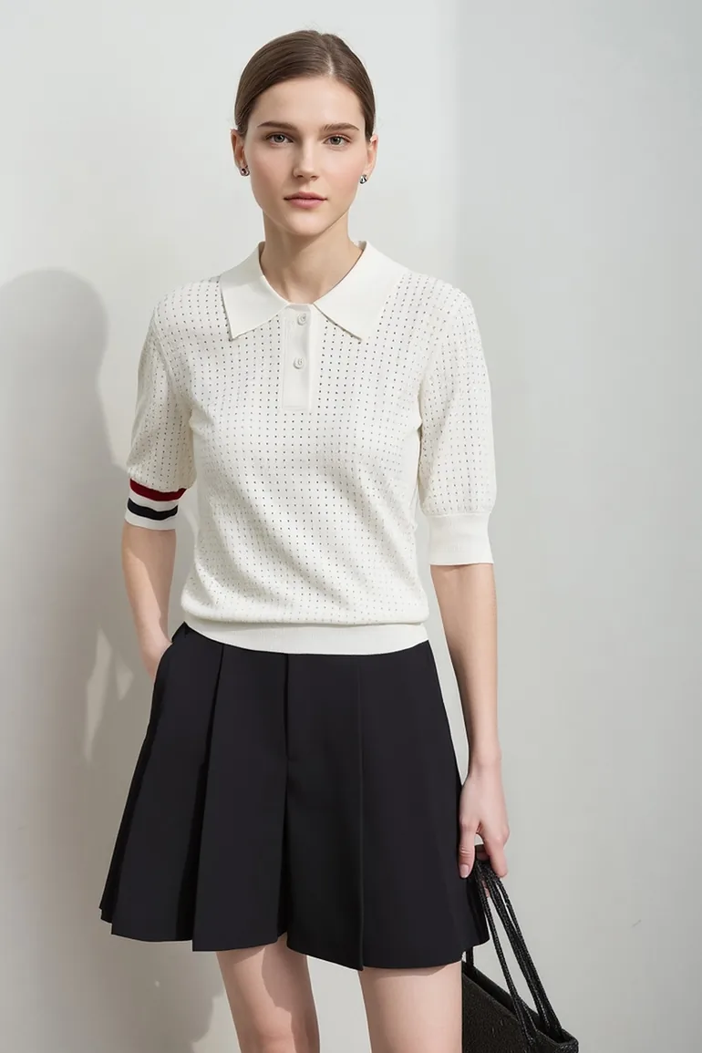 Polo Collar Knitted Sweater - 3