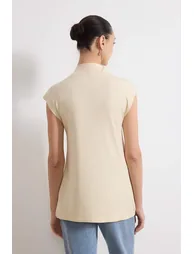 Navy Blue-Beige 2-Pack Stand Collar Sleeveless Undershirt Knitted Tunic - 4