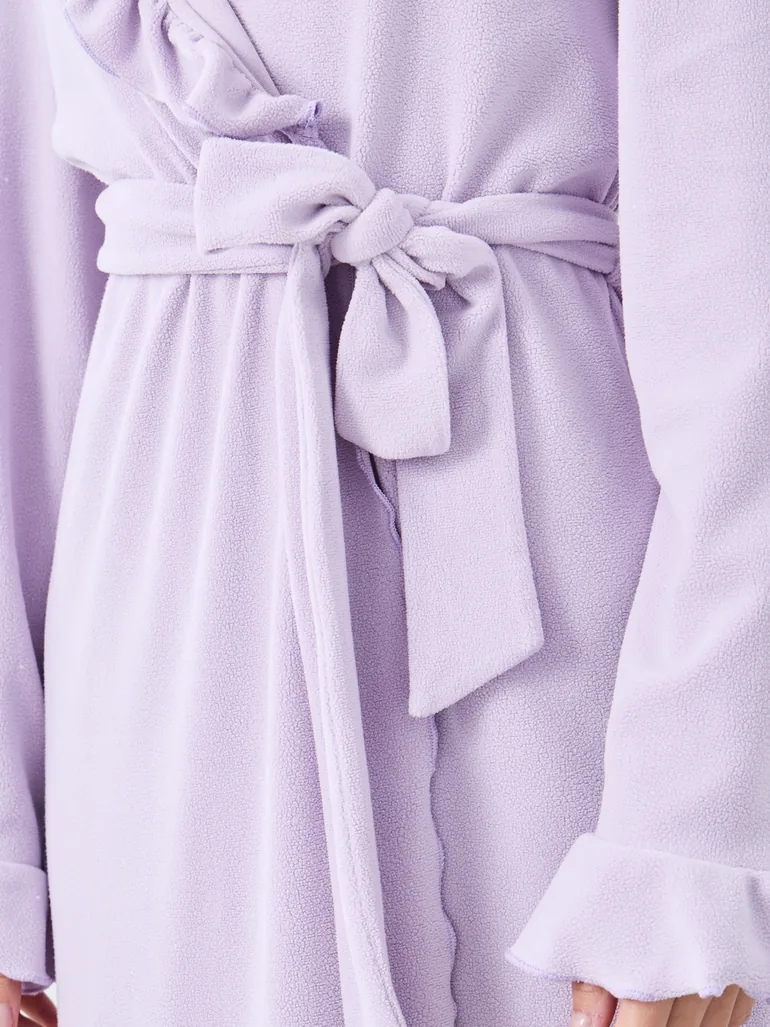 Ruffle Edge Soft Fleece Hooded Robe - 2