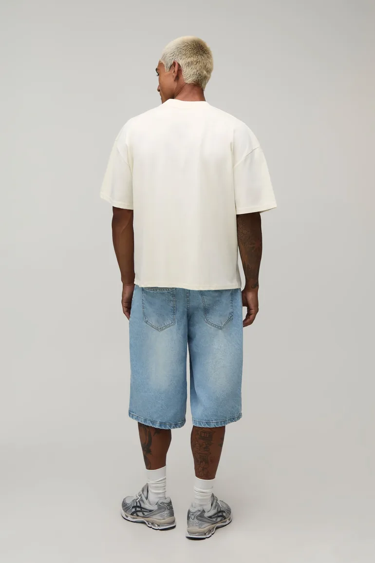 Ecru Oversized Boxy Photographic Car Chest Print T-Shirt - ecru - 1