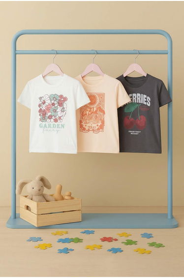 Anthracite-Stone-Ecru Printed Knitted T-Shirt product thumbnail 2