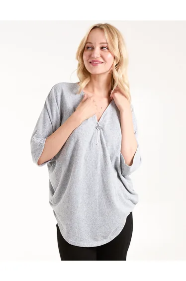 Heart Half Zip Front Top
