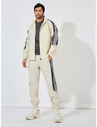Front Zip Striped Panel Detail Athleisure Track Suit