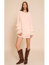 Blush Chiffon Frill Sleeve Detail Shift Dress - 5