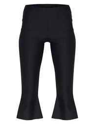 Black Stretch Woven Flared Capri Leggings - 4