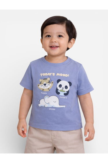 Baby Boys Animal Print Round Neck T-Shirt and Shorts Set