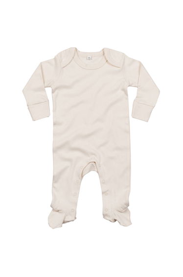 Babybugz Baby Unisex Organic Cotton Envelope Neck Sleepsuit - Natural