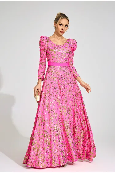 فستان ماكسي مزين بالترتر