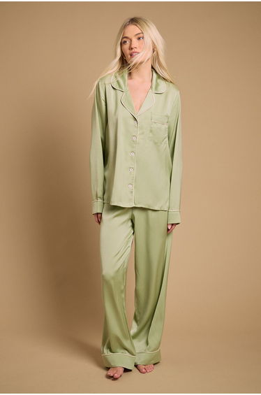 Plain Satin Contrast Binding Nightwear set