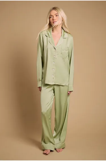 Plain Satin Contrast Binding Nightwear set