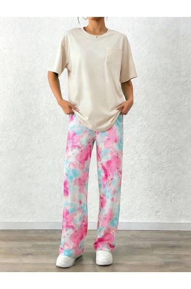 Women Solid T-Shirt and Printed Pyjama Set