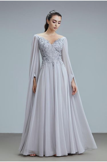 Embellished cape sleeves dress