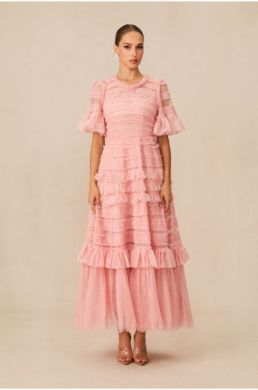 Always For You Pink Layered Ruffle Maxi Dress