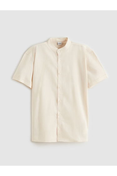 Boys' Mandarin Collar Short Sleeve Shirt