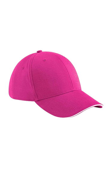 Beechfield Athleisure 6 Panel Baseball Cap - Fuchsia/White