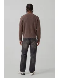Relaxed Acid Washed Rib Knitted Jumper - chocolate - 2