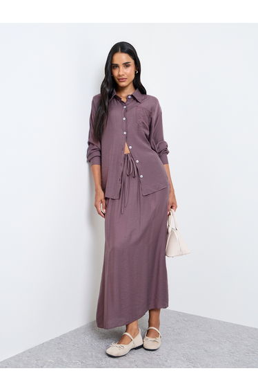 Purple Longline Shirt and Maxi Skirt Co-Ords