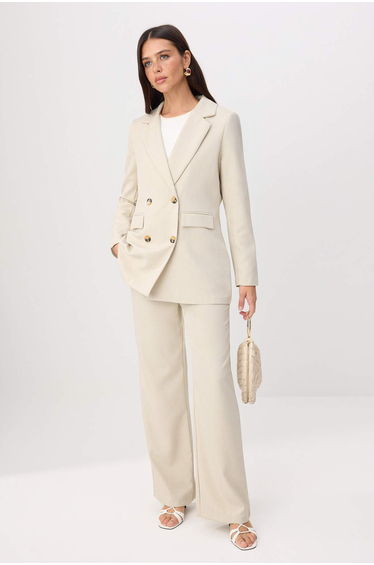 Taş Relaxed Linen Look Plain Weave Top & Bottom Hijab Set