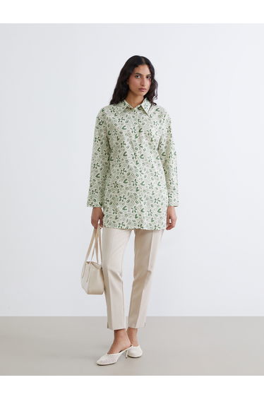 Patterned Oversized Women's Shirt Tunic