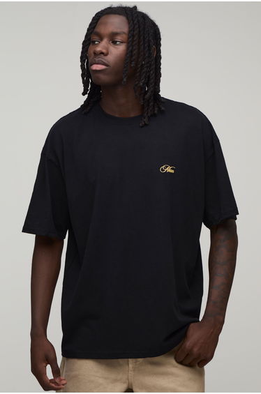 Black Oversized Yacht Club De Luxe Print T-Shirt - black