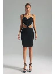 Phoebe Heart Diamond Embellished Bandage Dress