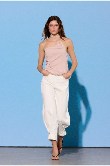 Limited Edition Ecru Hem Detail High Waist Baggy Jeans