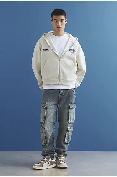 Cream Oversized Fit Japanese Kamakura Hoodie