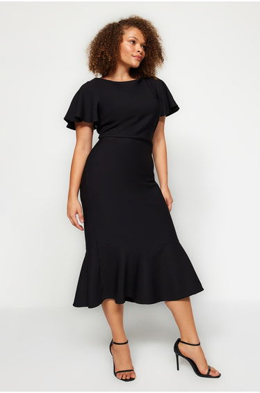 Curve Black Plus Column Midaxi Dress