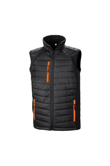 Result Mens Black Compass Padded Soft Shell Gilet - Black/Orange