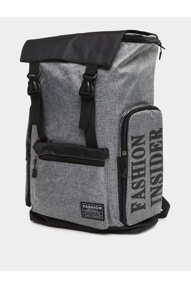 Boys Grey Printed Pocket Backpack 45x28x15cm