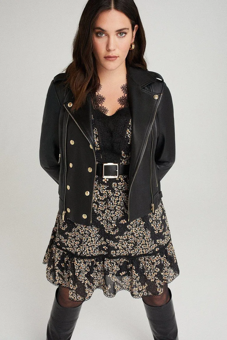 Curve Leather Military Biker