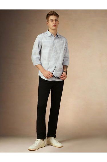 Printed Regular Fit Spread Collar Curved Hem Shirt